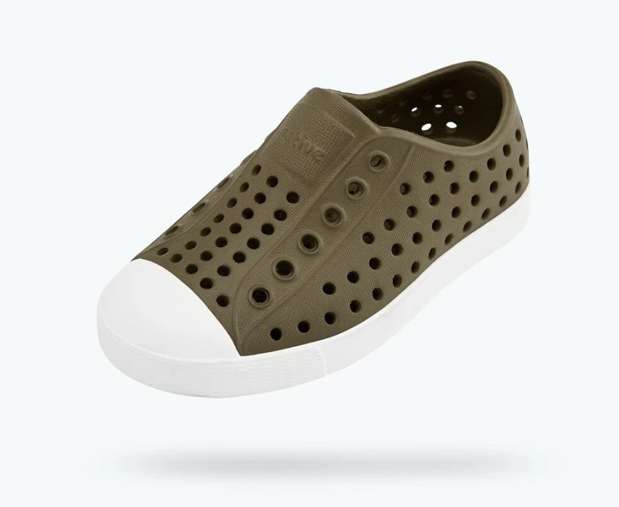 Native Shoes Jefferson Child Girls' Sneakers in Utili Green/Shell White