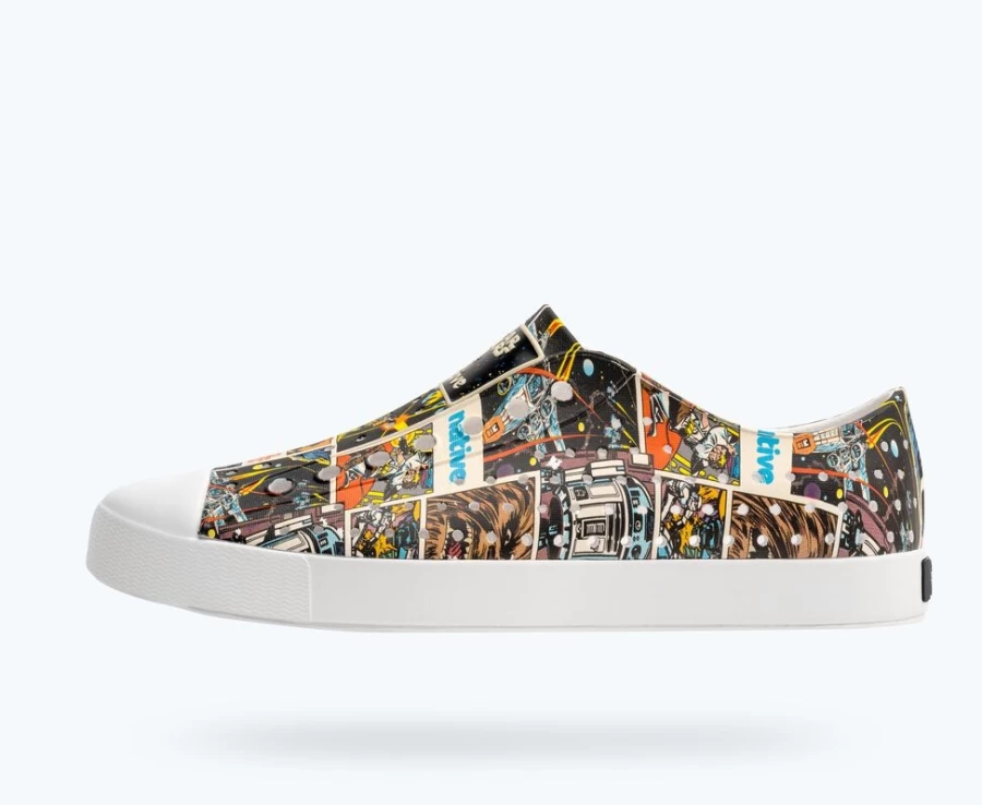 Native Shoes Women's Jefferson Star Wars Print Sneakers in Shell White/Comic Multi Aop