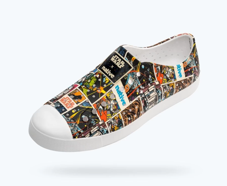 Native Shoes Women's Jefferson Star Wars Print Sneakers in Shell White/Comic Multi Aop