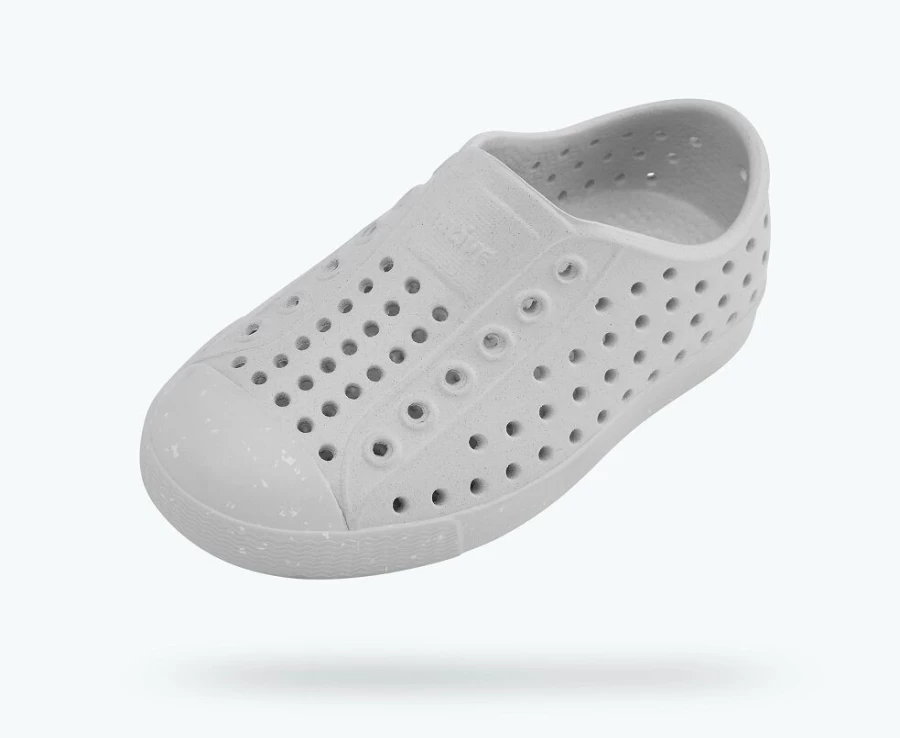 Native Shoes Jefferson Bloom Girls Sneakers in Mist Grey & Shell Speckles