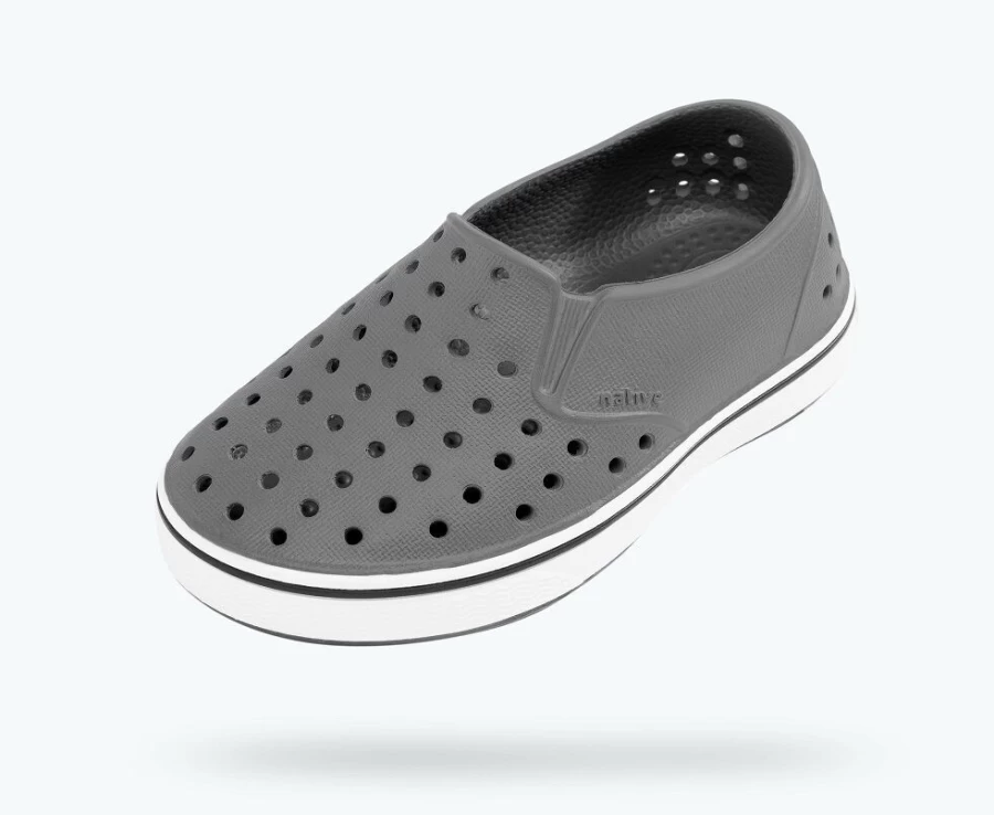 Native Shoes Miles Child Girls' Sneakers in Dublin Grey/Shell White - Lightweight & Comfortable