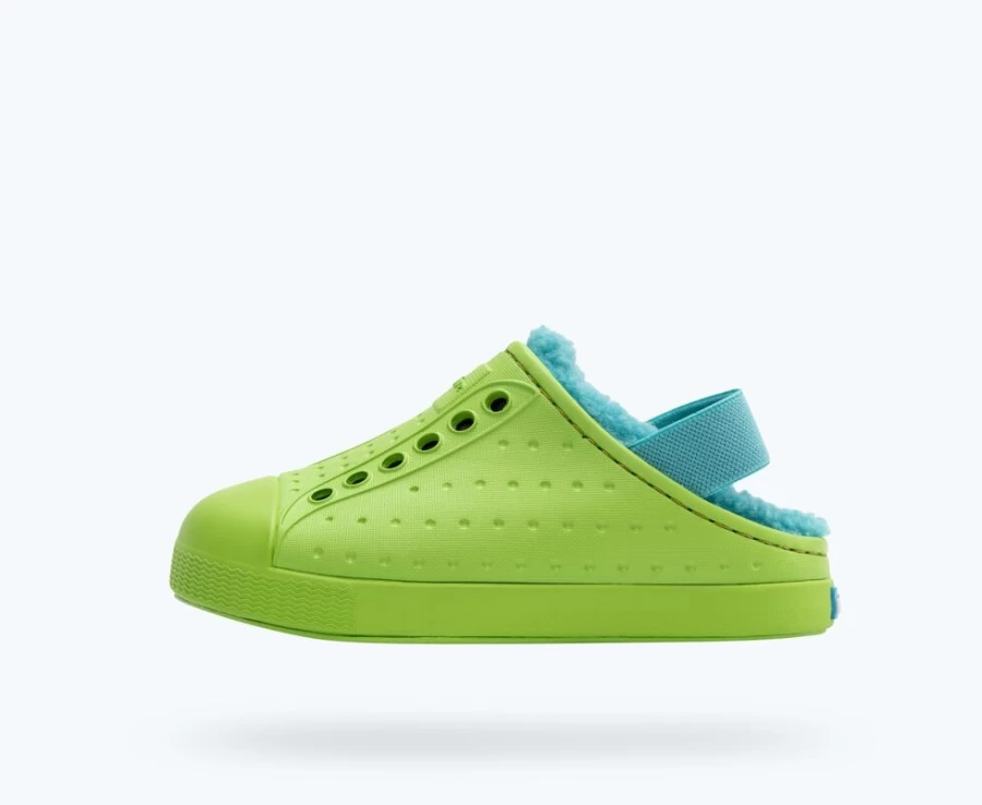 Native Shoes Jefferson Cozy Sugarlite Snap Green Maui Blue Girls Sneakers
