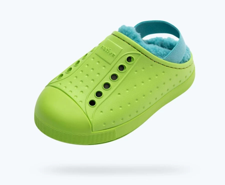 Native Shoes Jefferson Cozy Sugarlite Snap Green Maui Blue Girls Sneakers