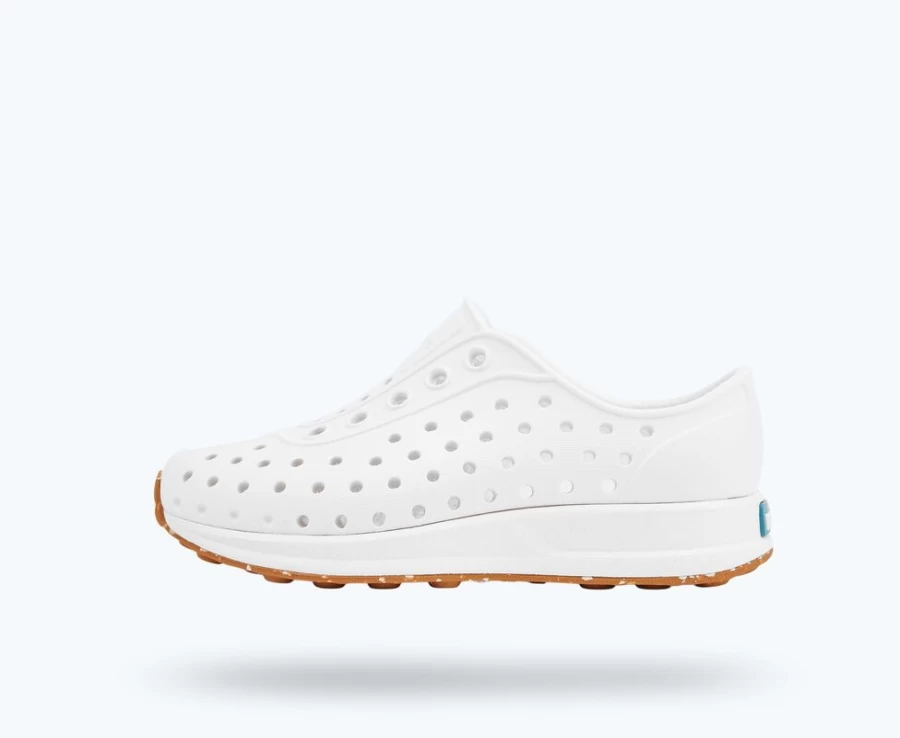 Native Shoes Robbie Sugarlite Sneakers for Girls - Shell White with Mash Speckle Rubber Sole