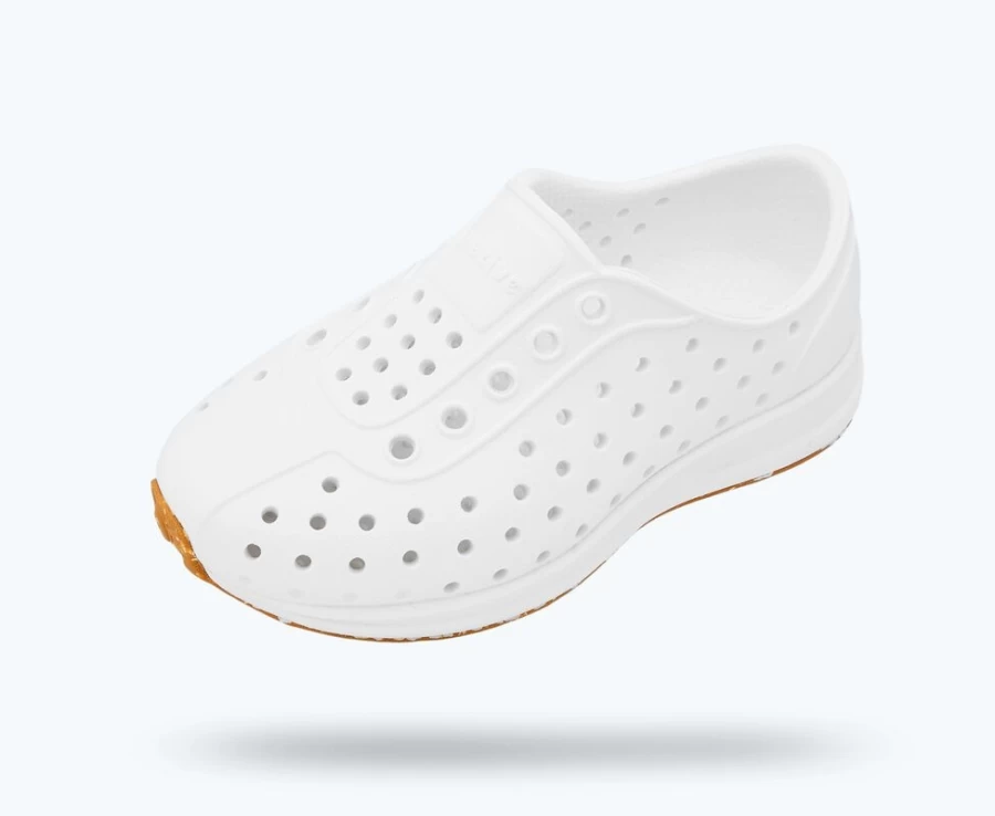 Native Shoes Robbie Sugarlite Sneakers for Girls - Shell White with Mash Speckle Rubber Sole