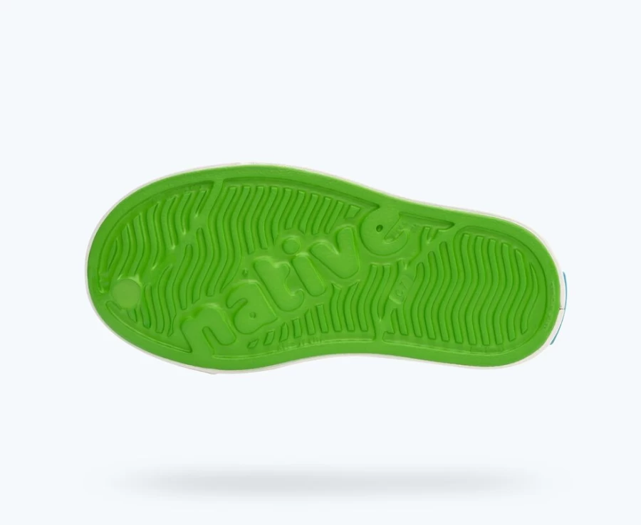 Native Shoes Jefferson Child Girls' Sneakers in Grasshopper Green & Shell White