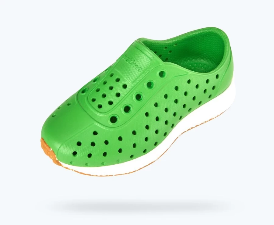 Native Shoes Robbie Sugarlite Child Sneakers for Boys - Grasshopper Green/Shell White/Mash Speckle Rubber