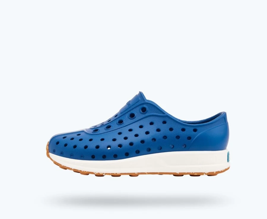 Native Shoes Robbie Sugarlite Child Girls Sneakers in Victoria Blue/Shell White/Mash Speckle Rubber