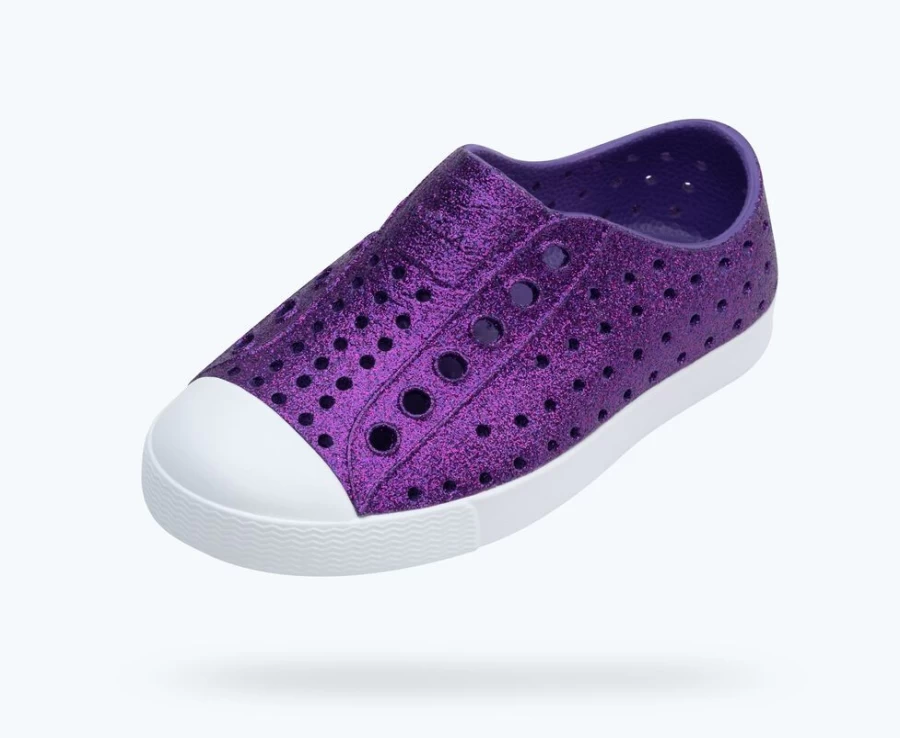 Native Shoes Jefferson Bling Child Girls Sneakers in Starfish Bling/Shell White
