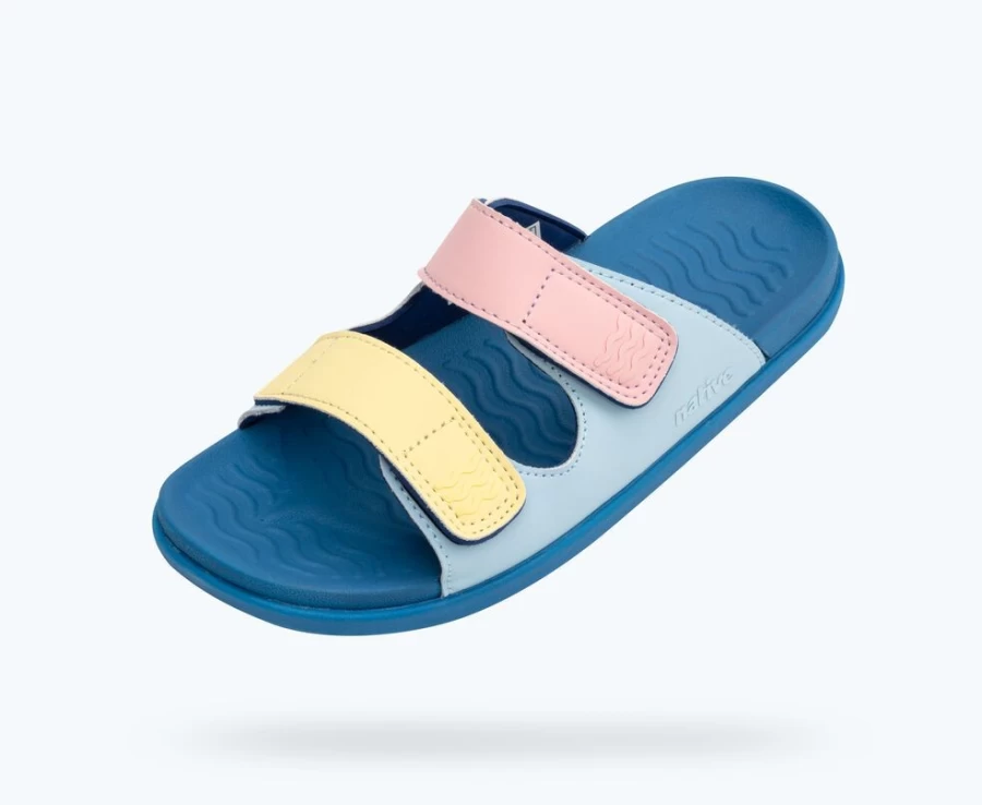 Native Shoes Frankie Sugarlite Junior Girls' Sneakers in Sky Blue, Vallarta Blue & Princess Gone Bananas Straps