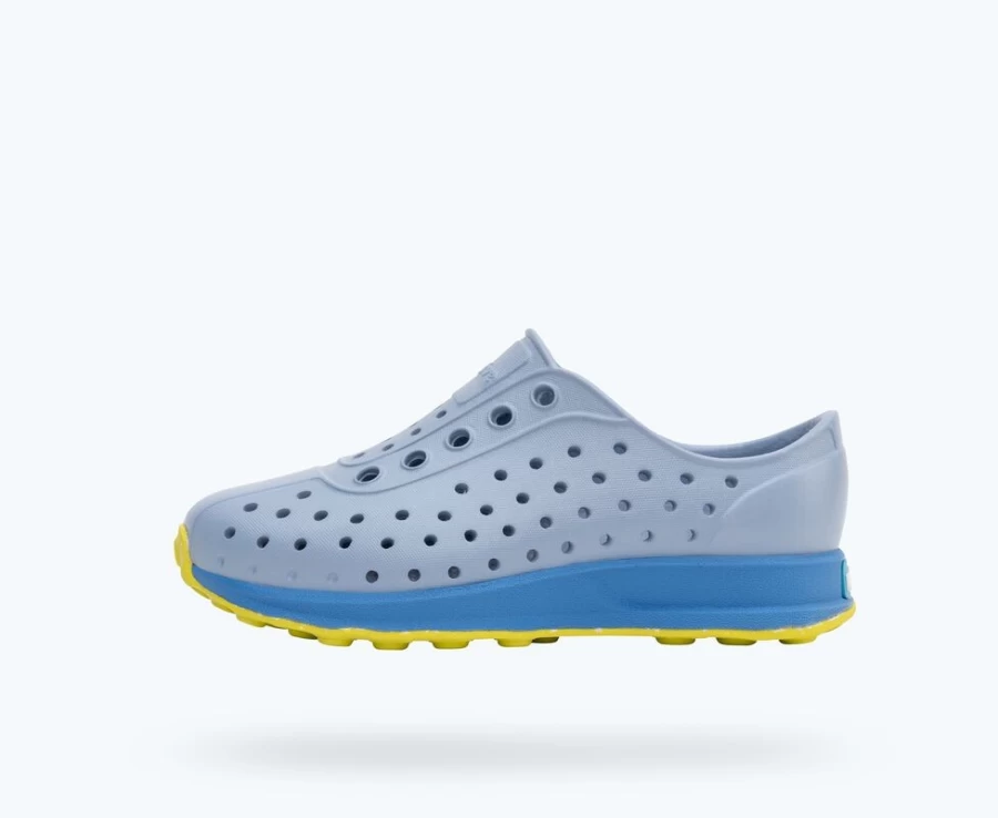 Native Shoes Robbie Sugarlite Child Girls Sneakers in Alaska Blue/Resting Blue/Pickle Speckle Rubber