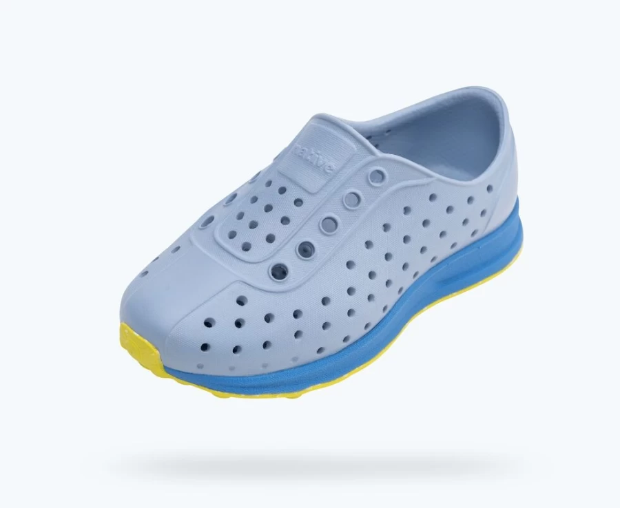 Native Shoes Robbie Sugarlite Child Girls Sneakers in Alaska Blue/Resting Blue/Pickle Speckle Rubber