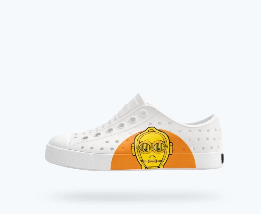 Native Shoes Jefferson Star Wars Block Sneakers for Girls in Shell White & Droids Bff