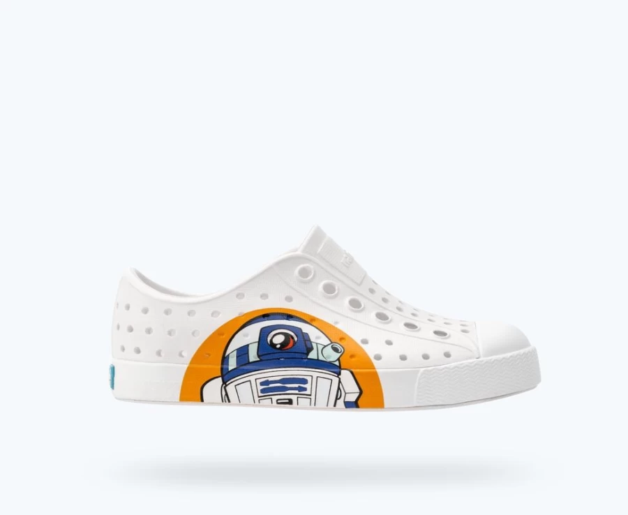 Native Shoes Jefferson Star Wars Block Sneakers for Girls in Shell White & Droids Bff
