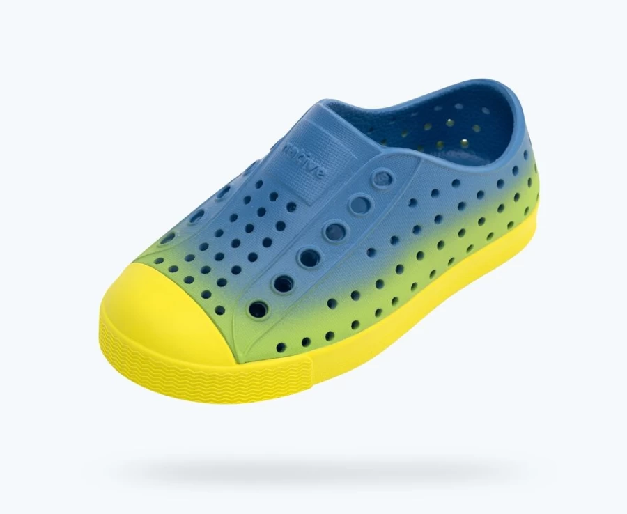 Native Shoes Jefferson Sugarlite Ombre Sneakers for Girls - Vallarta Blue/Pickle Green Ombre