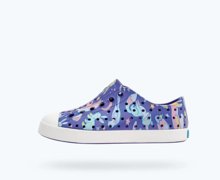 Native Shoes Jefferson Sugarlite Print - Ultra Violet/Shell White/Starlight Woodland Friends Girls' Lightweight Sneakers