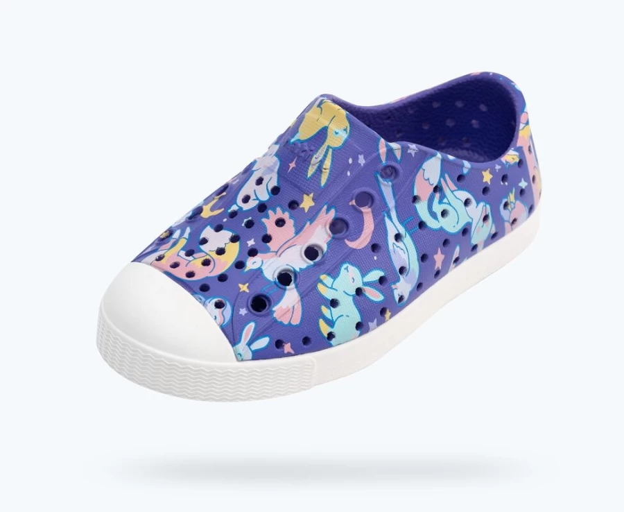 Native Shoes Jefferson Sugarlite Print - Ultra Violet/Shell White/Starlight Woodland Friends Girls' Lightweight Sneakers