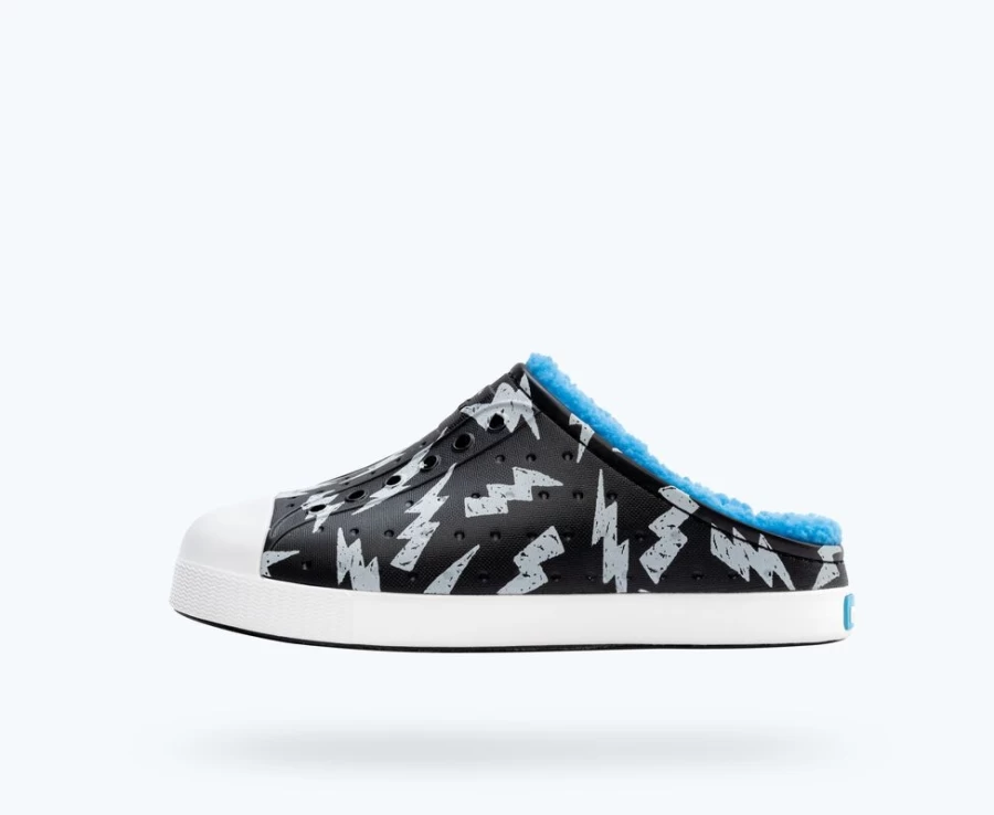 Native Shoes Jefferson Cozy Glow Big Kid Girls Sneakers - Jiffy Black/Shell White/Shell Lightning Glow