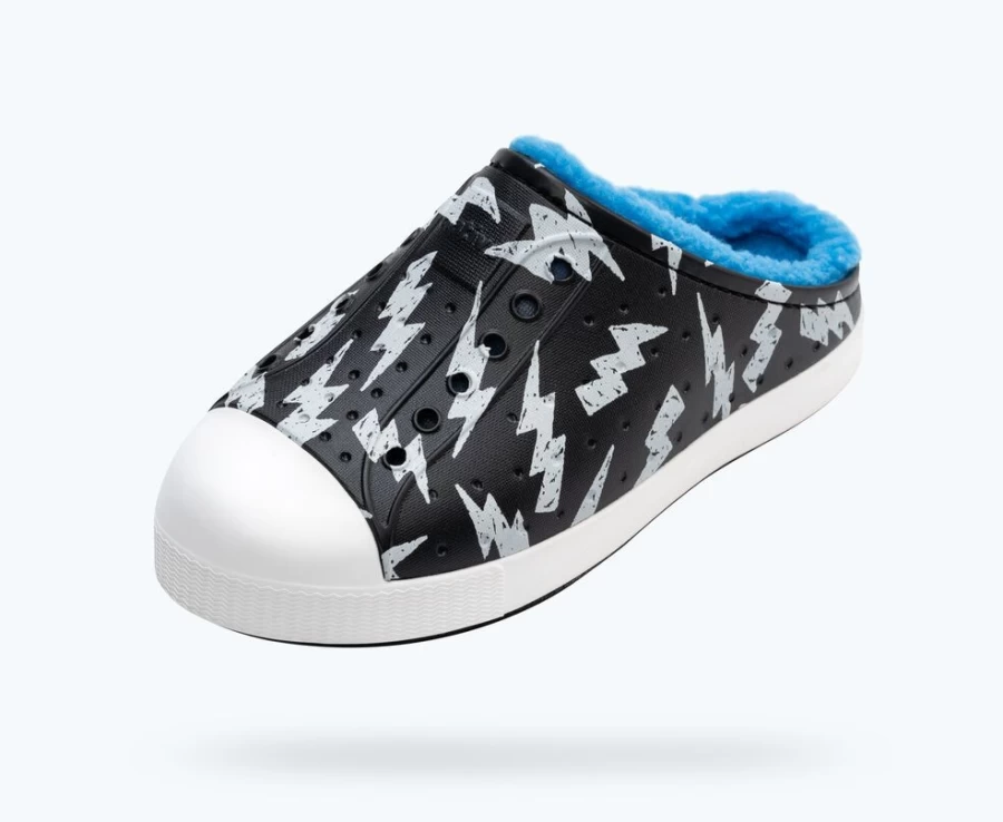 Native Shoes Jefferson Cozy Glow Big Kid Girls Sneakers - Jiffy Black/Shell White/Shell Lightning Glow