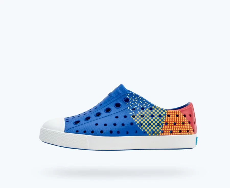 Native Shoes Jefferson Sugarlite Block - UV Blue/Shell White/Hyper Freesia Celery Block Sneakers for Girls