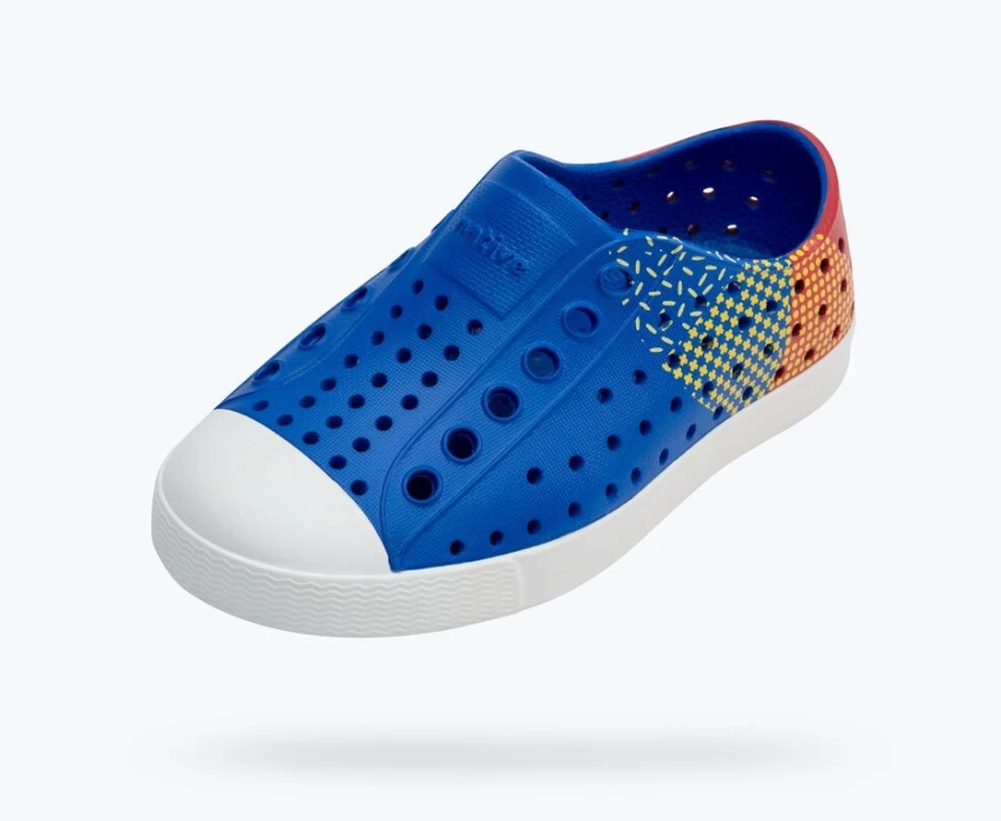 Native Shoes Jefferson Sugarlite Block - UV Blue/Shell White/Hyper Freesia Celery Block Sneakers for Girls