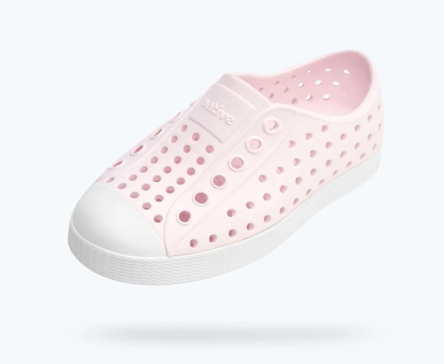 Native Shoes Jefferson Child Girls Sneakers in Milk Pink & Shell White