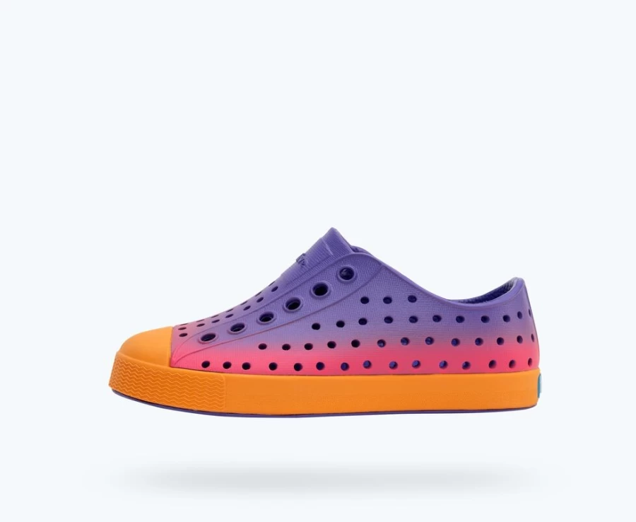 Native Shoes Jefferson Sugarlite Ombre Sneakers for Girls in Ultra Violet/Apricot Orange/Ultra Dazzle Ombre Colors