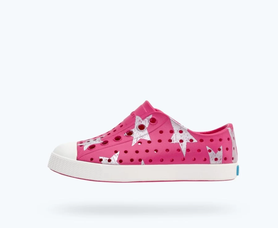 Native Shoes Jefferson Sugarlite Print Girls' Sneakers - Radberry Pink, Shell White & Silver Stars