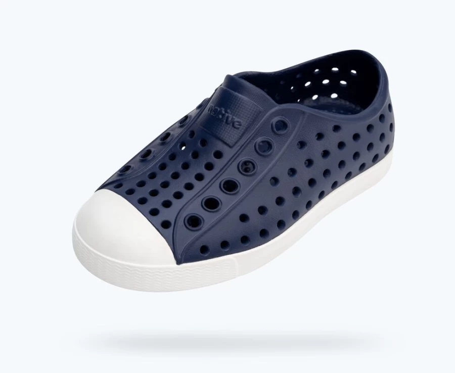 Native Shoes Jefferson Child Girls' Sneakers in Regatta Blue & Shell White