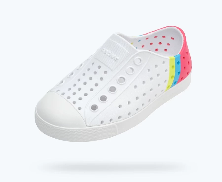 Native Shoes Jefferson Sugarlite Block - Girls' Shell White & Celery Sneakers