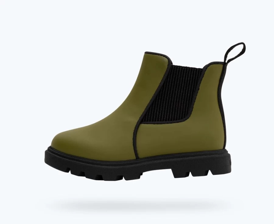 Native Shoes Kensington Treklite Sneakers for Girls - Rookie Green/Jiffy Black Lightweight Comfort