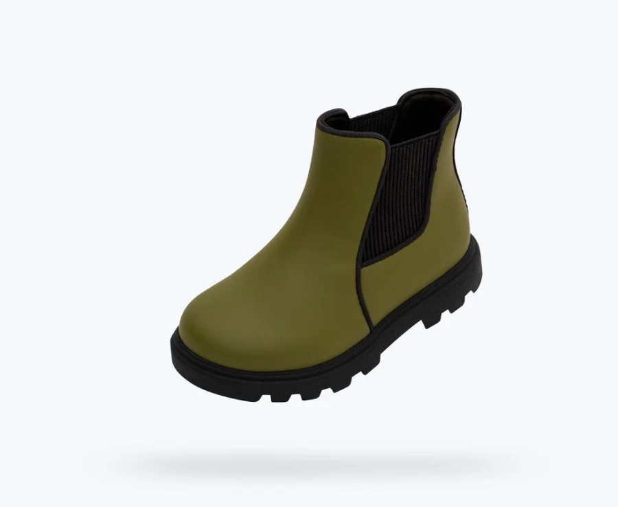 Native Shoes Kensington Treklite Sneakers for Girls - Rookie Green/Jiffy Black Lightweight Comfort
