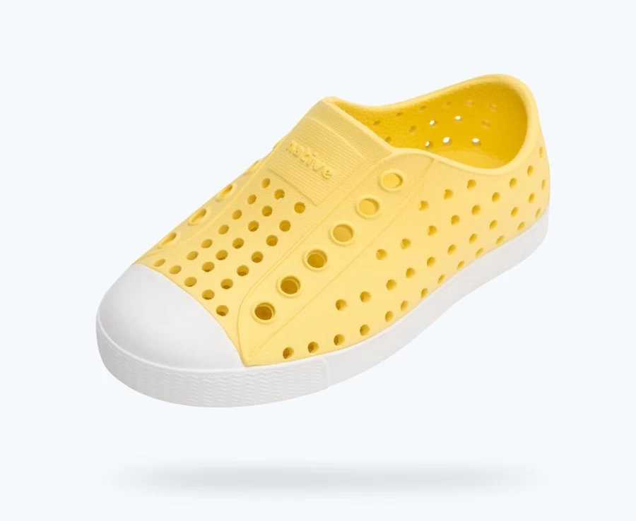 Native Shoes Jefferson Child Girls Sneakers in Gone Bananas Yellow & Shell White
