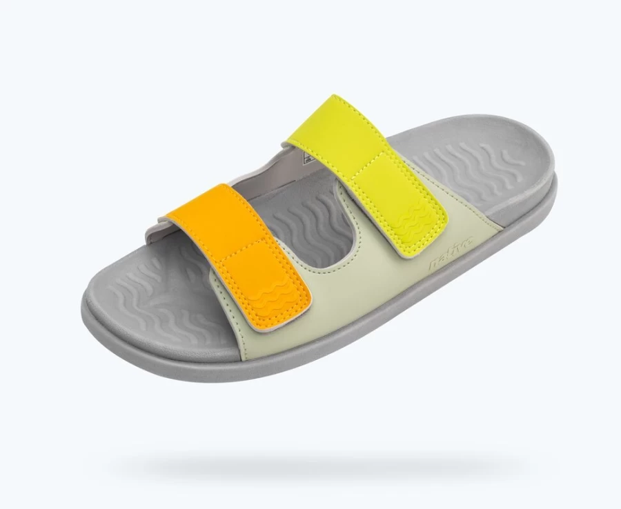 Native Shoes Frankie Sugarlite Women's Sneakers in Tea Green, Pigeon Grey & Chartreuse Trip Straps