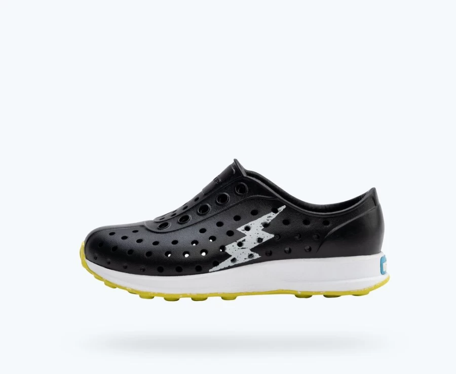 Native Shoes Robbie Sugarlite Glow - Jiffy Black/Shell White Light-Up Sneakers for Girls