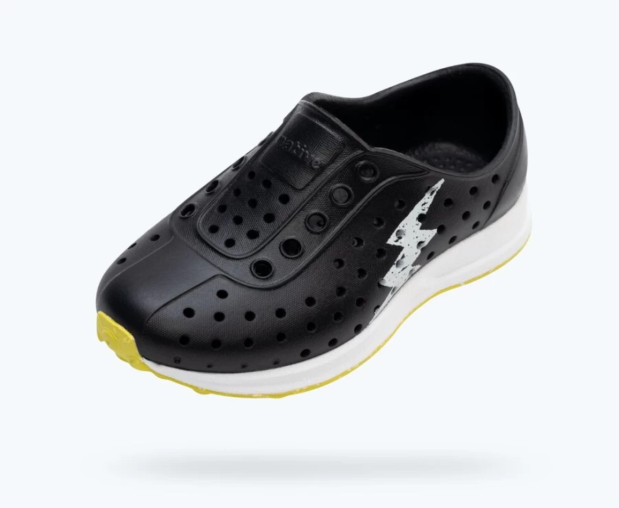 Native Shoes Robbie Sugarlite Glow - Jiffy Black/Shell White Light-Up Sneakers for Girls