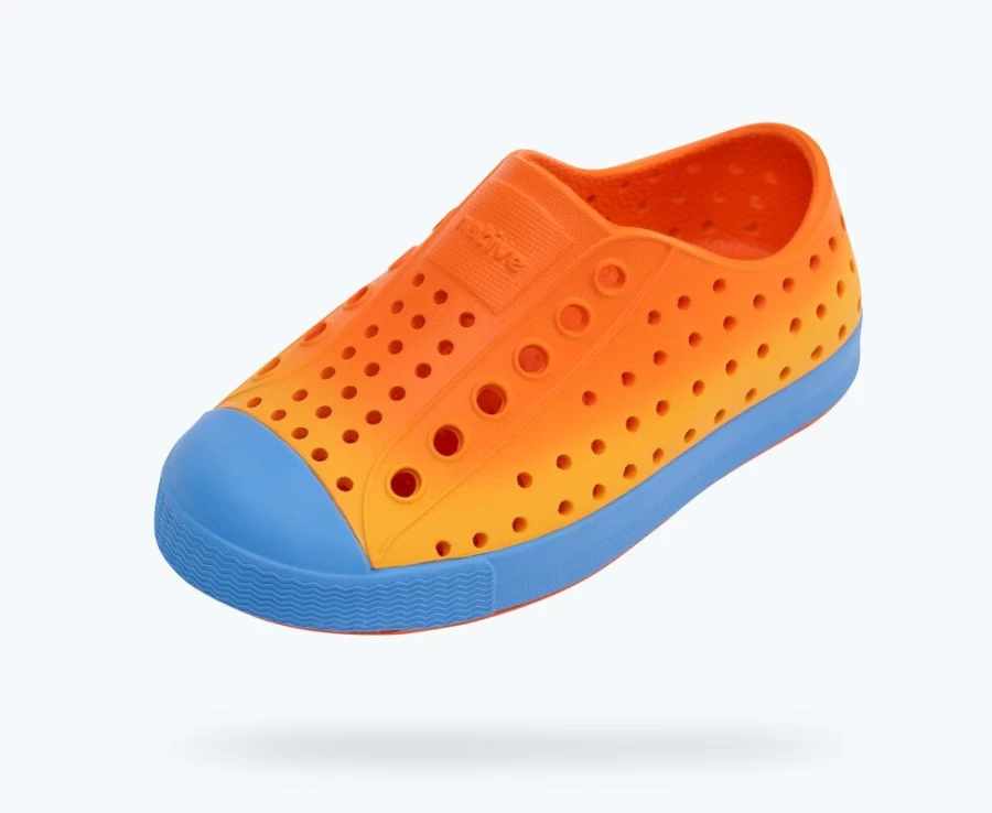 Native Shoes Jefferson Sugarlite Ombre Sneakers for Girls - Laflame Orange/Resting Blue/Laflame Spicy Ombre