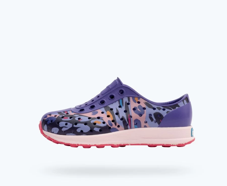 Native Shoes Robbie Sugarlite Print Sneakers for Girls - Ultra Violet, Milk Pink, Healing Digital Cheetah, Dazzle Speckle Rubber Colors