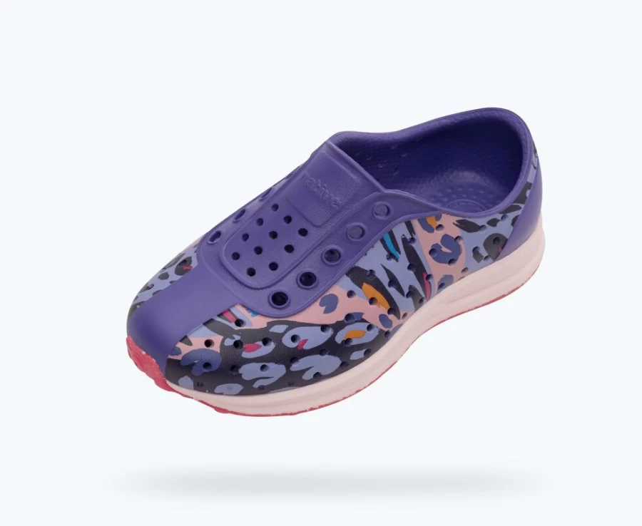 Native Shoes Robbie Sugarlite Print Sneakers for Girls - Ultra Violet, Milk Pink, Healing Digital Cheetah, Dazzle Speckle Rubber Colors