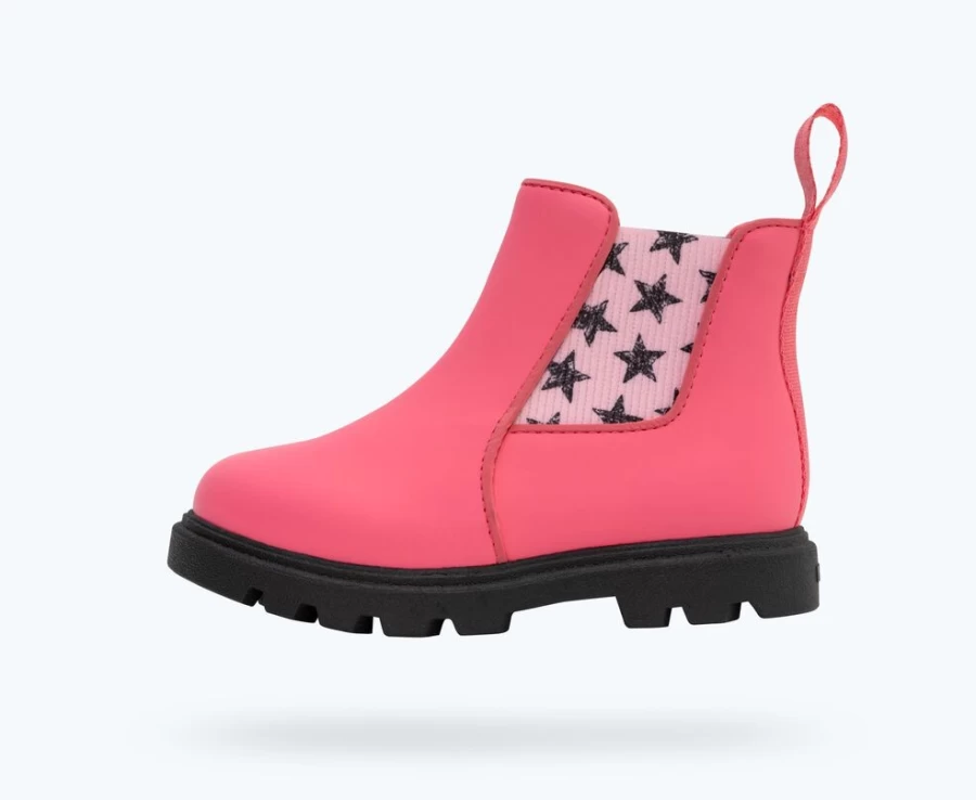 Native Shoes Kensington Treklite Bloom Girls Sneakers in Dazzle Pink, Jiffy Black & Princess Jiffy Stars