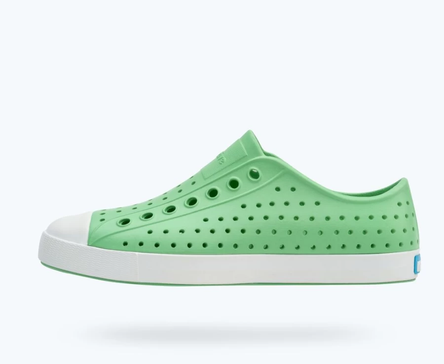 Native Shoes Jefferson Womens Candy Green/Shell White - Lightweight Comfortable Sneakers