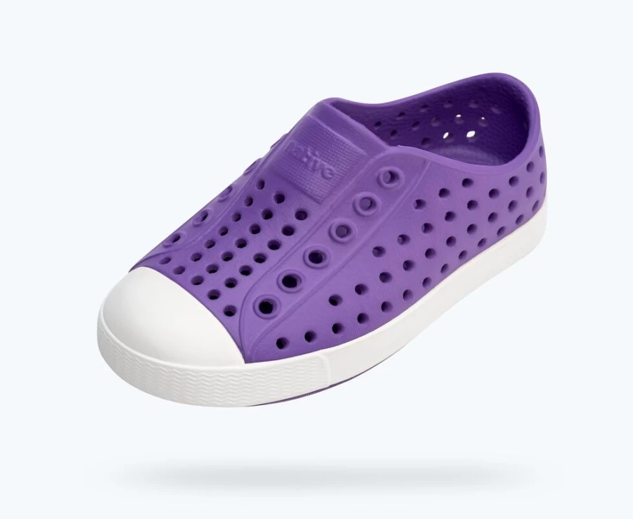 Native Shoes Jefferson Child Girls' Sneakers in Starfish Purple & Shell White