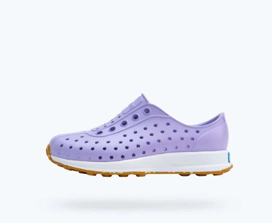 Native Shoes Robbie Sugarlite Girls Sneakers in Healing Purple, Shell White & Mash Speckle Rubber