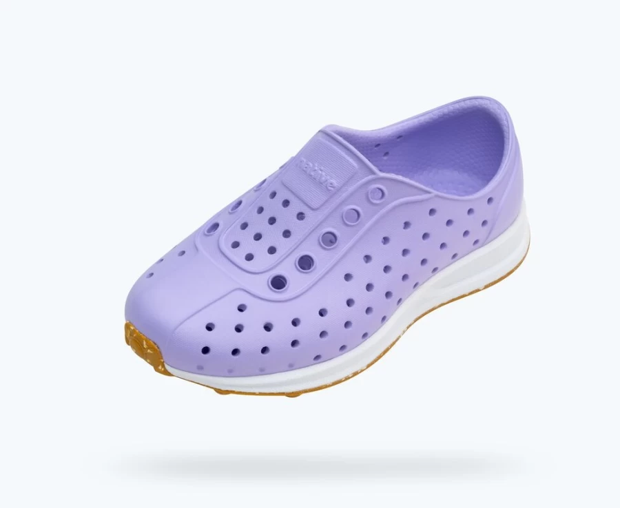 Native Shoes Robbie Sugarlite Girls Sneakers in Healing Purple, Shell White & Mash Speckle Rubber
