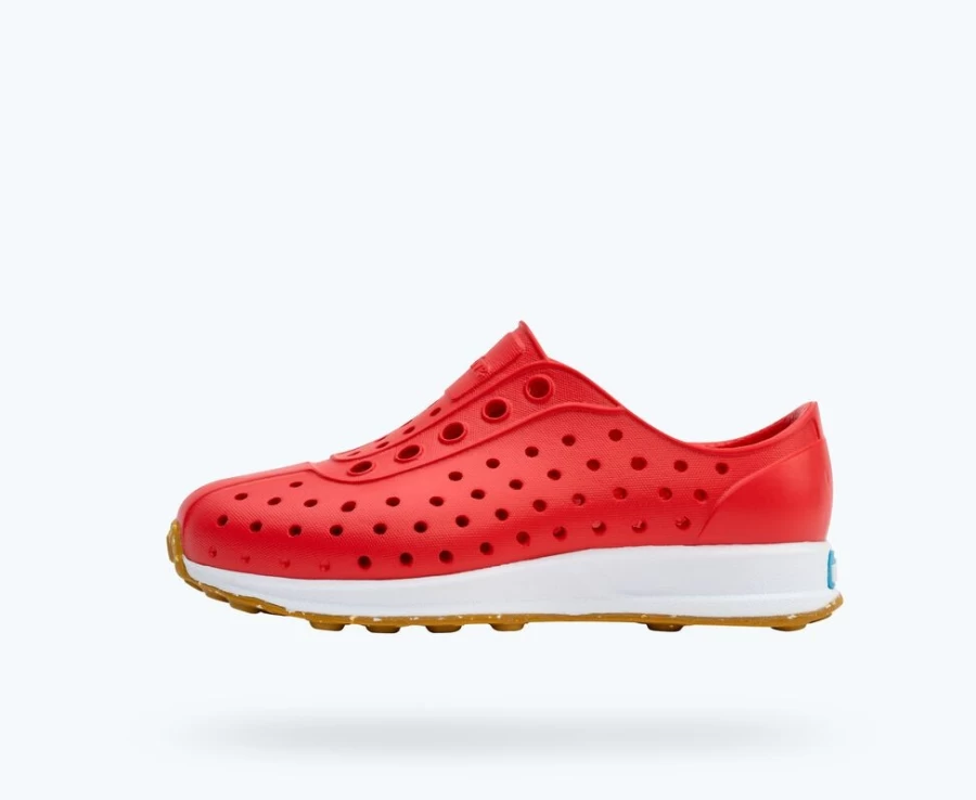 Native Shoes Robbie Sugarlite Girls Sneakers - Hyper Red/Shell White/Mash Speckle Rubber