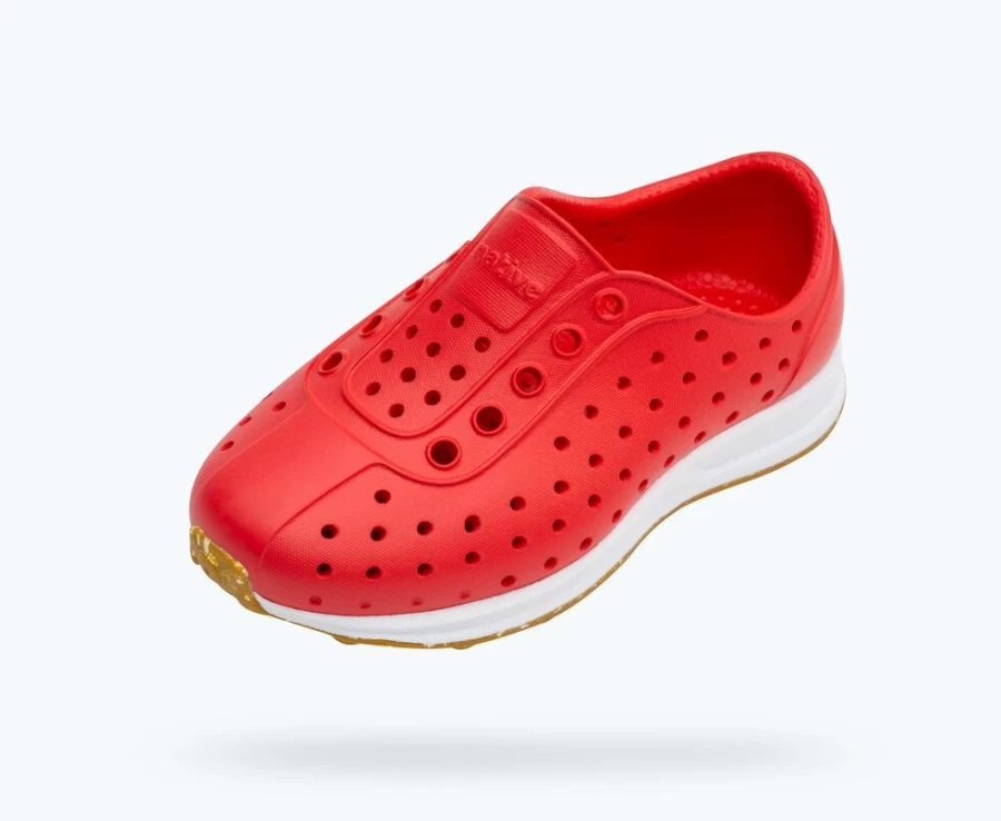 Native Shoes Robbie Sugarlite Girls Sneakers - Hyper Red/Shell White/Mash Speckle Rubber