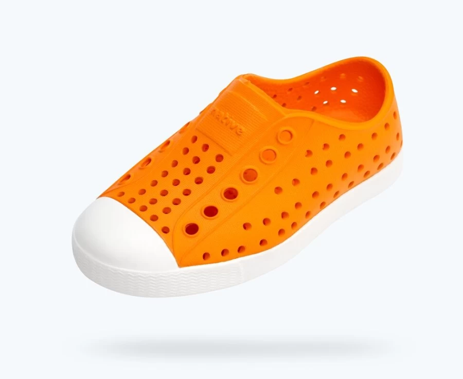 Native Shoes Jefferson Child Girls' Sneakers in City Orange & Shell White