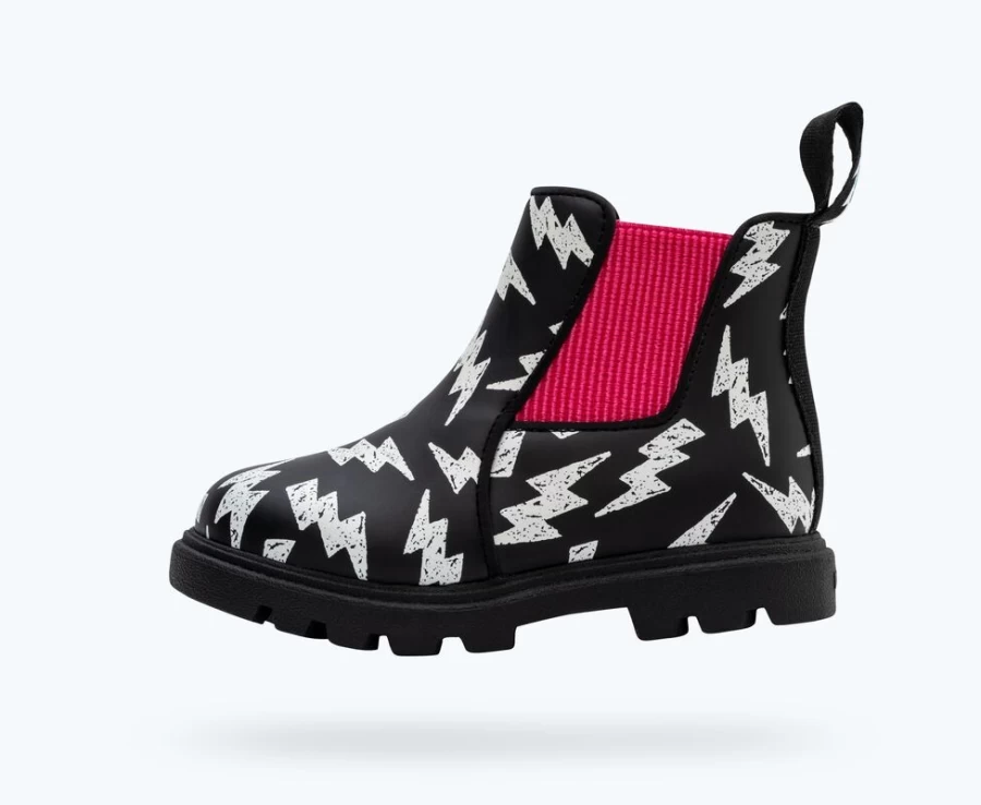 Native Shoes Kensington Treklite Glow Sneakers for Girls - Jiffy Black/Shell Lightning XL Glow