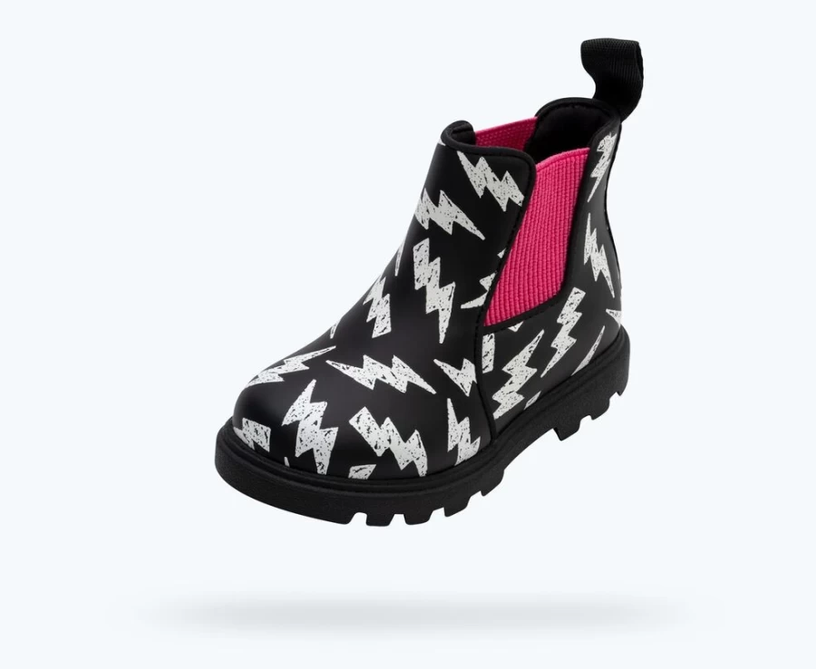 Native Shoes Kensington Treklite Glow Sneakers for Girls - Jiffy Black/Shell Lightning XL Glow