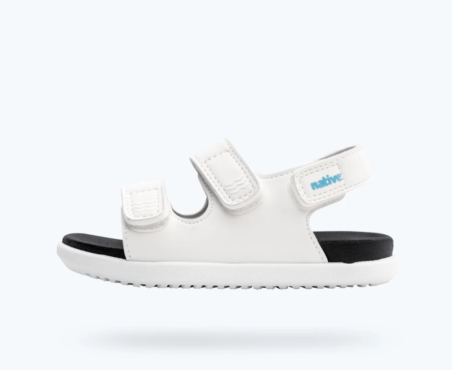 Native Shoes Frankie Sugarlite Girls Sneakers in Shell White & Jiffy Black